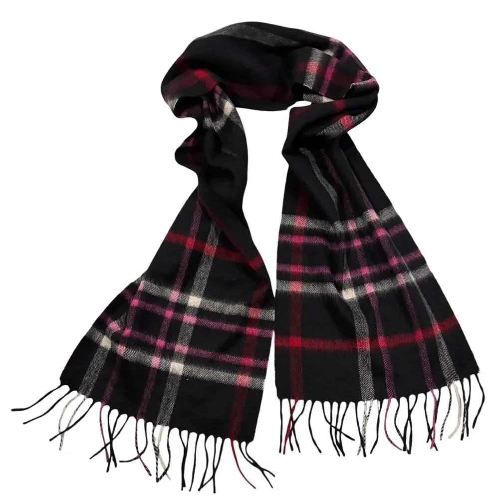 15-97(3) CHARTER CLUB 100% Cashmere Plaid Fringe Scarf 36
